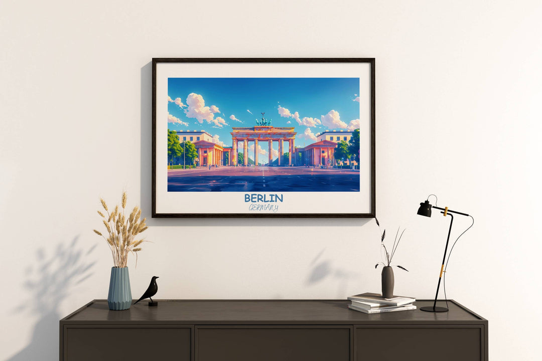 Captivating Germany Brandenburg Gate travel art, depicting the spirit of Berlin, an enchanting piece for anyone passionate about German culture.