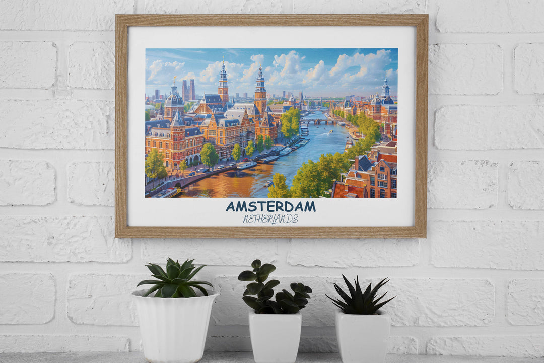 a painting of a cityscape with a river running through it