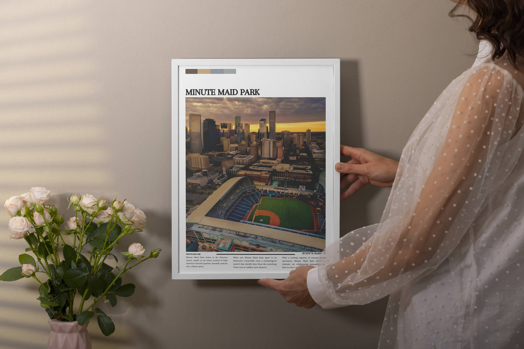 Discover Minute Maid Park through this poster, a top choice for MLB stadium print collectors and a unique housewarming gift for baseball lovers.