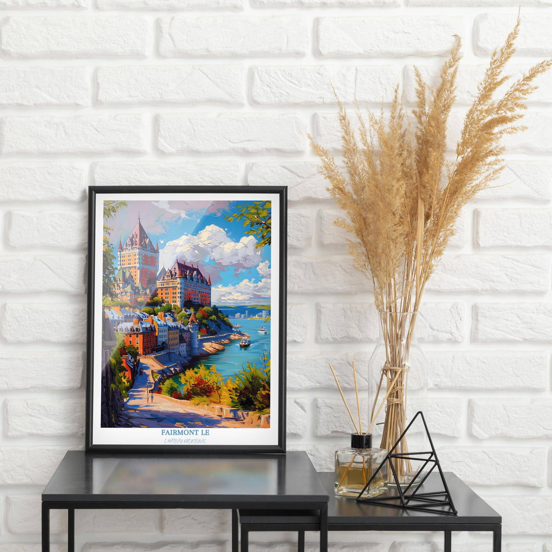 Capture the allure of Fairmont Le Chateau Frontenac in Canada with this timeless oil painting. Perfect as wall art or printable travel decor, a unique housewarming gift idea