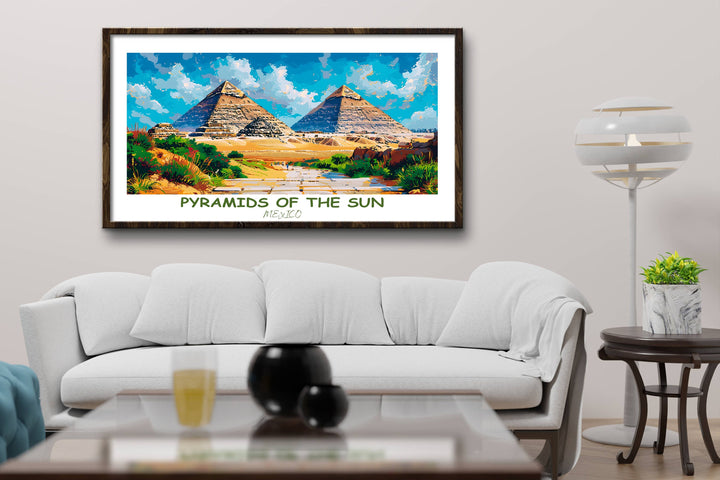 Infuse your space with the allure of Mexico with this captivating Sun Pyramid print. A thoughtful gift for any lover of travel and art
