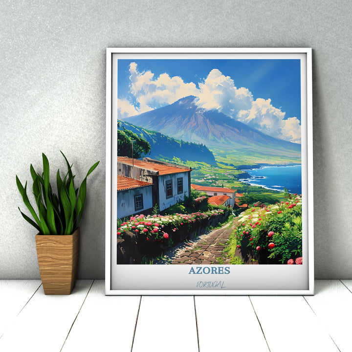 Immerse yourself in the culture of Portugal with this Azores print. A stunning portrayal of the Azorean landscape