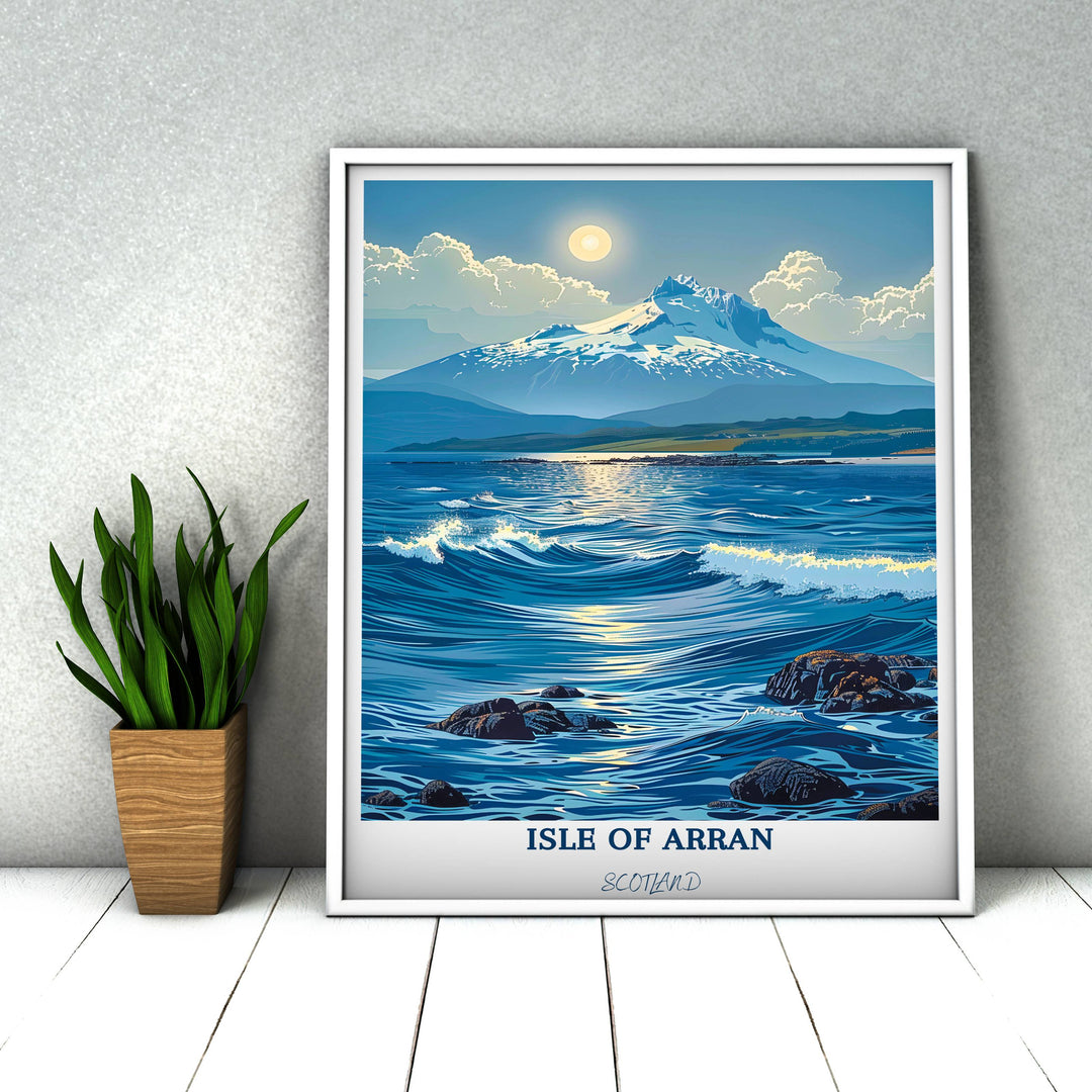 Transform your space with this captivating UK wall print. Let the allure of the Isle of Arran enrich your decor and inspire your wanderlust.