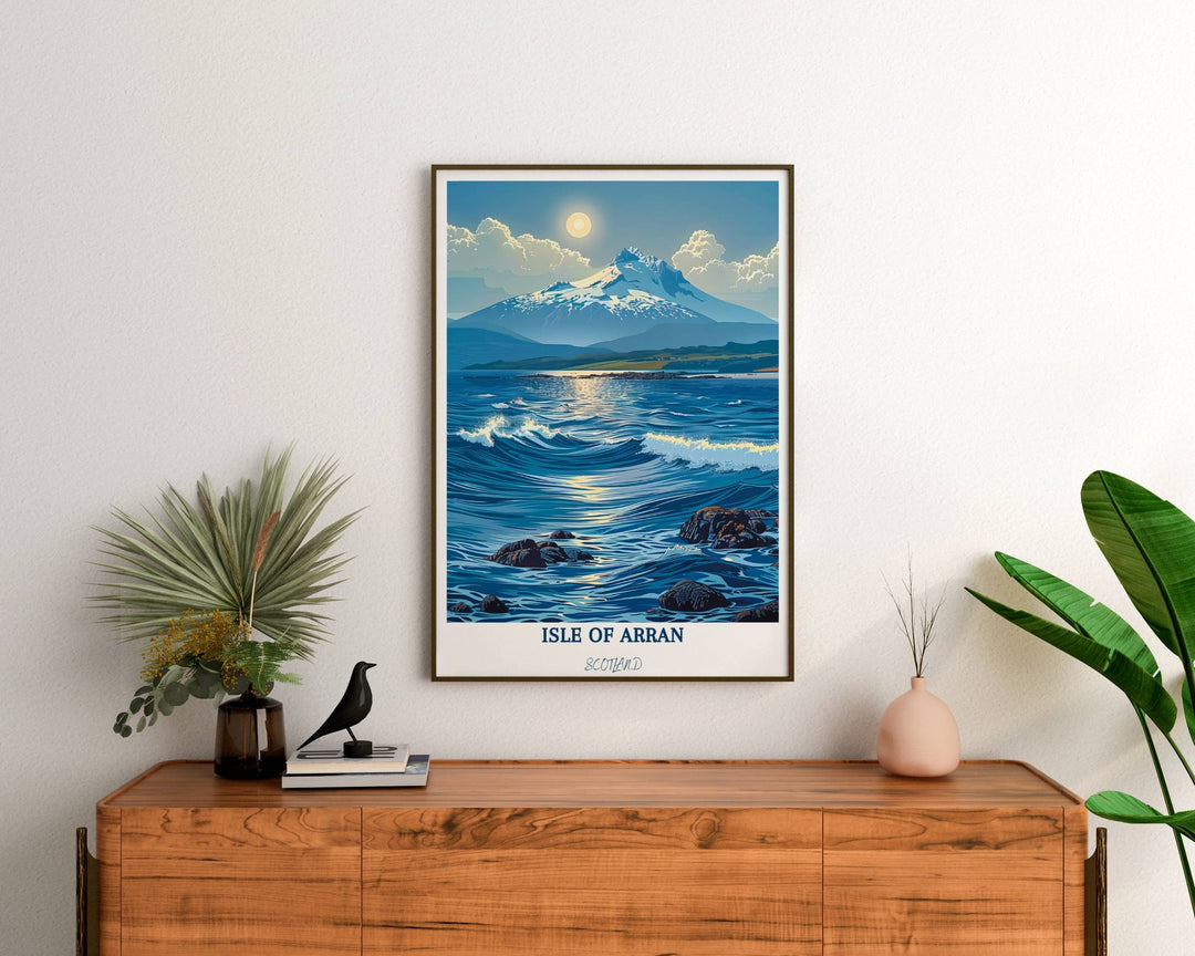 Transform your space with this captivating UK wall print. Let the allure of the Isle of Arran enrich your decor and inspire your wanderlust.