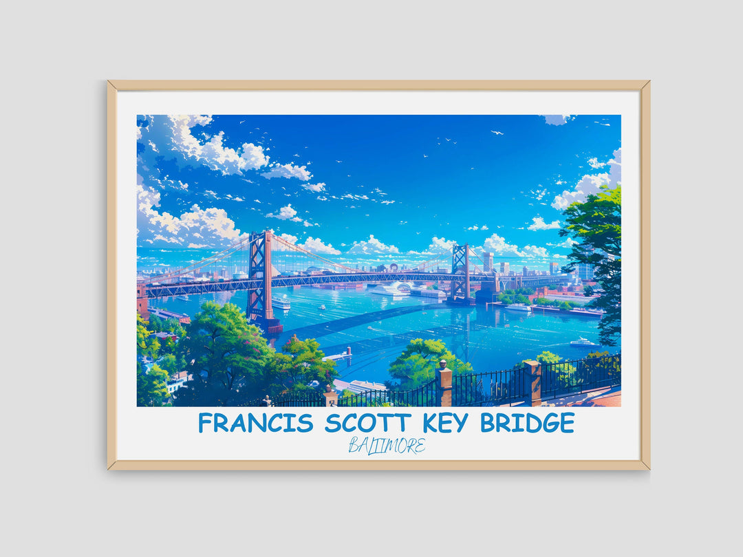 a painting of a bridge over a body of water