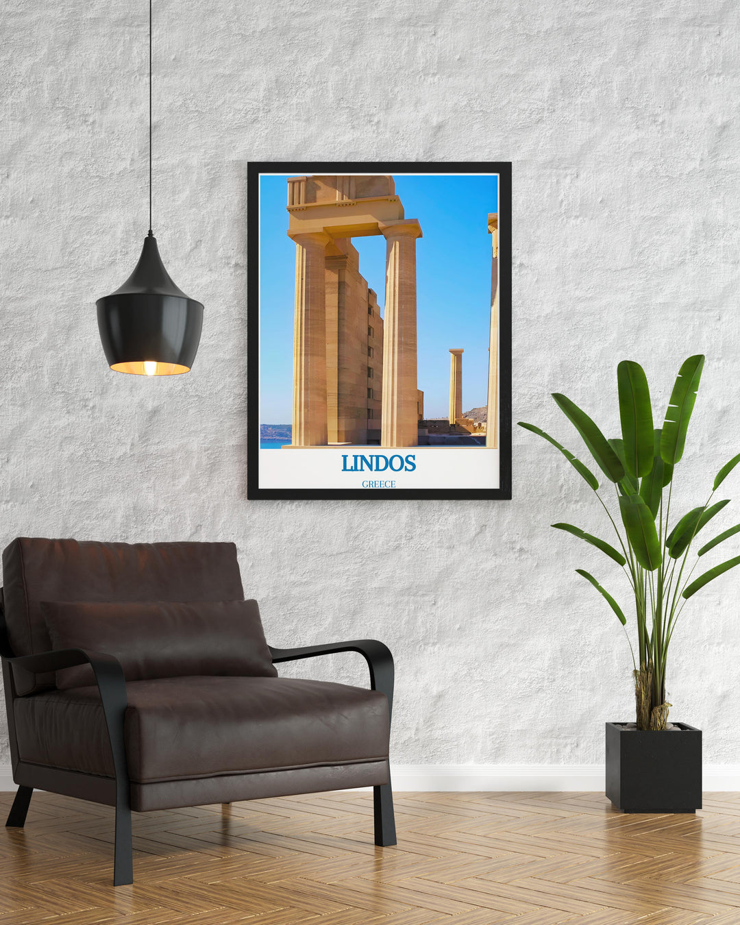 Custom print of the Acropolis of Lindos, tailored to fit personal taste and interior design themes.