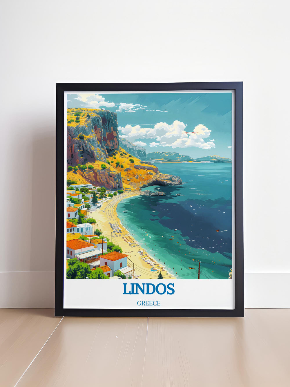 Print of Greece showcasing the ancient ruins of Rhodes, great for those who appreciate historical and cultural art.
