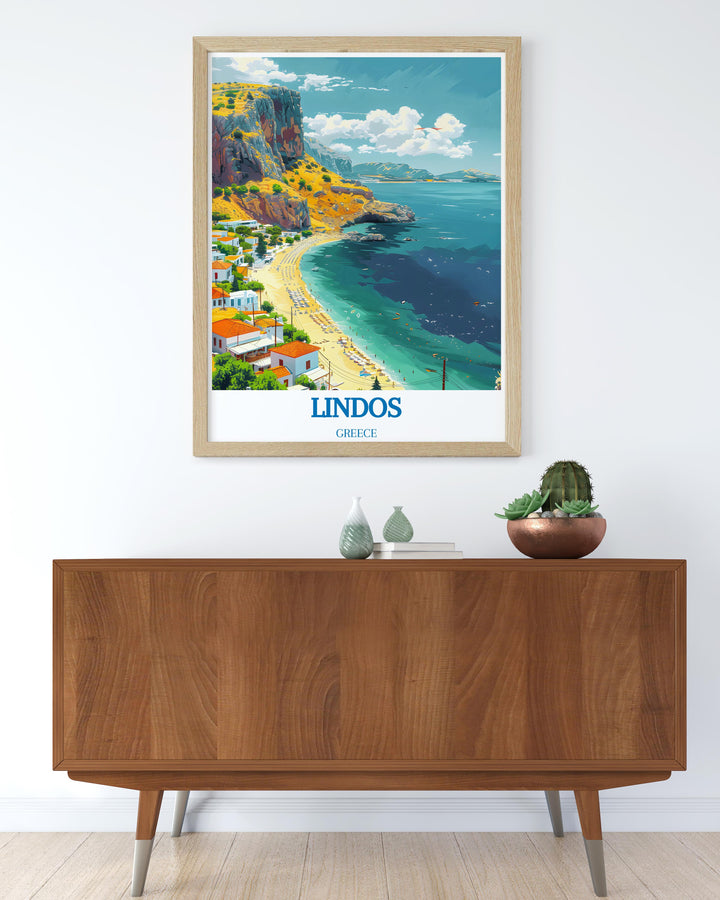 Artistic depiction of the Greek landscape, showing the diversity from Lindos to Athens, suitable for any art enthusiast.
