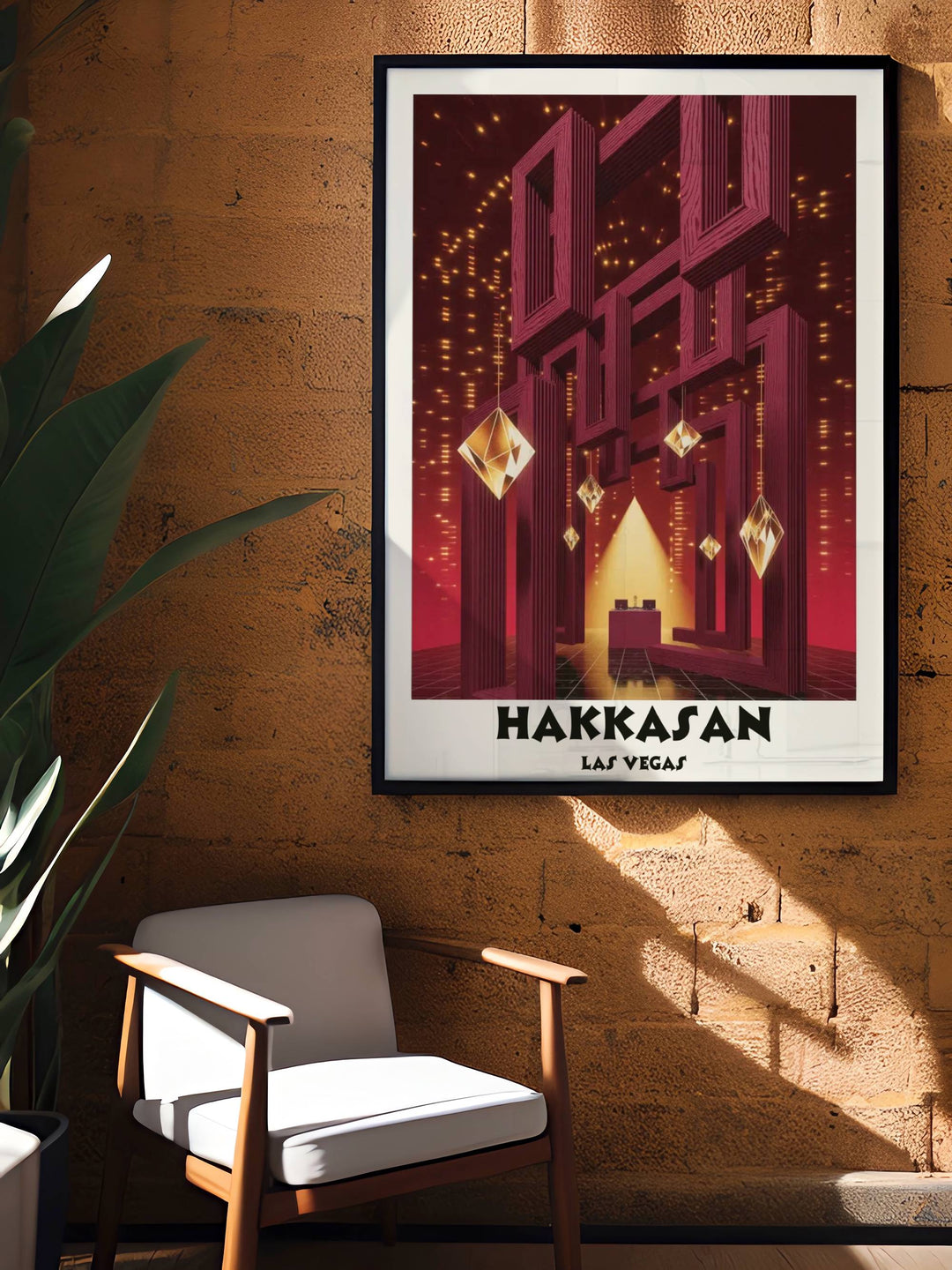 Shop Map Your Dreams for premium nightclub art like this Hakkasan Las Vegas architectural poster. Archival-grade paper ensures the vivid burgundy and gold tones stay brilliant.