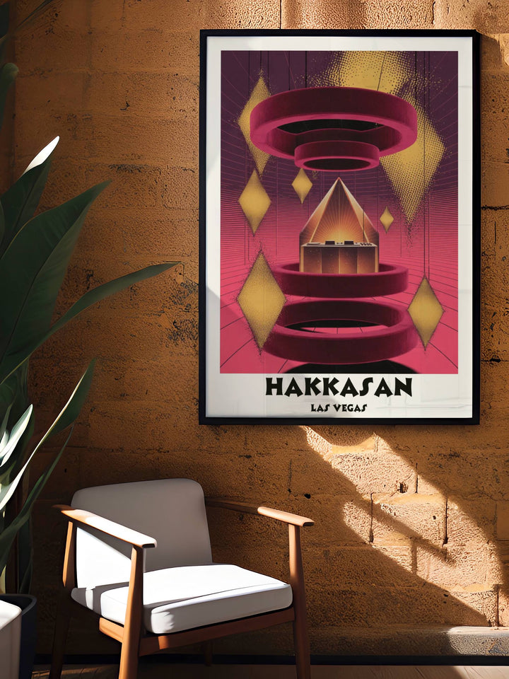 A sophisticated gift for electronic music fans from Map Your Dreams. The Hakkasan Las Vegas print captures the silent soul of the club through minimalist surrealist design.