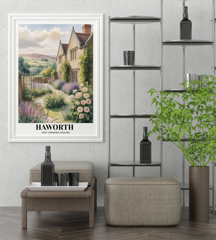 Literary-themed wall decor of the Brontë sisters&