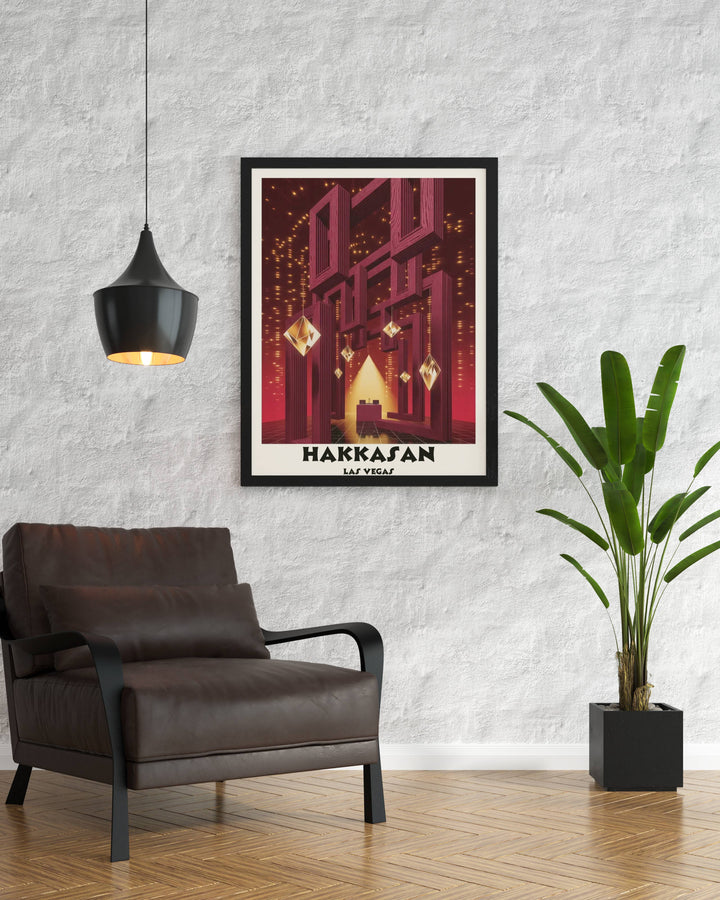 Map Your Dreams exclusive Hakkasan Las Vegas print. A museum-grade satin-matte artwork with heavy Riso grain textures designed for professional home studios and galleries.