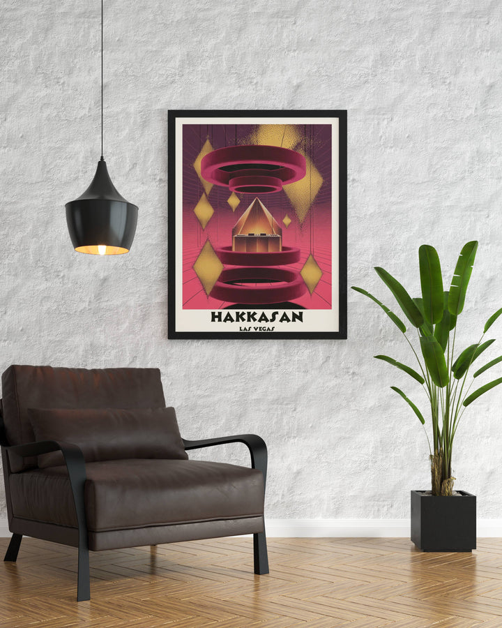 Shop Map Your Dreams for premium nightclub art like this Hakkasan Las Vegas surrealist poster. Archival-grade paper ensures the vivid crimson and amber tones stay brilliant.