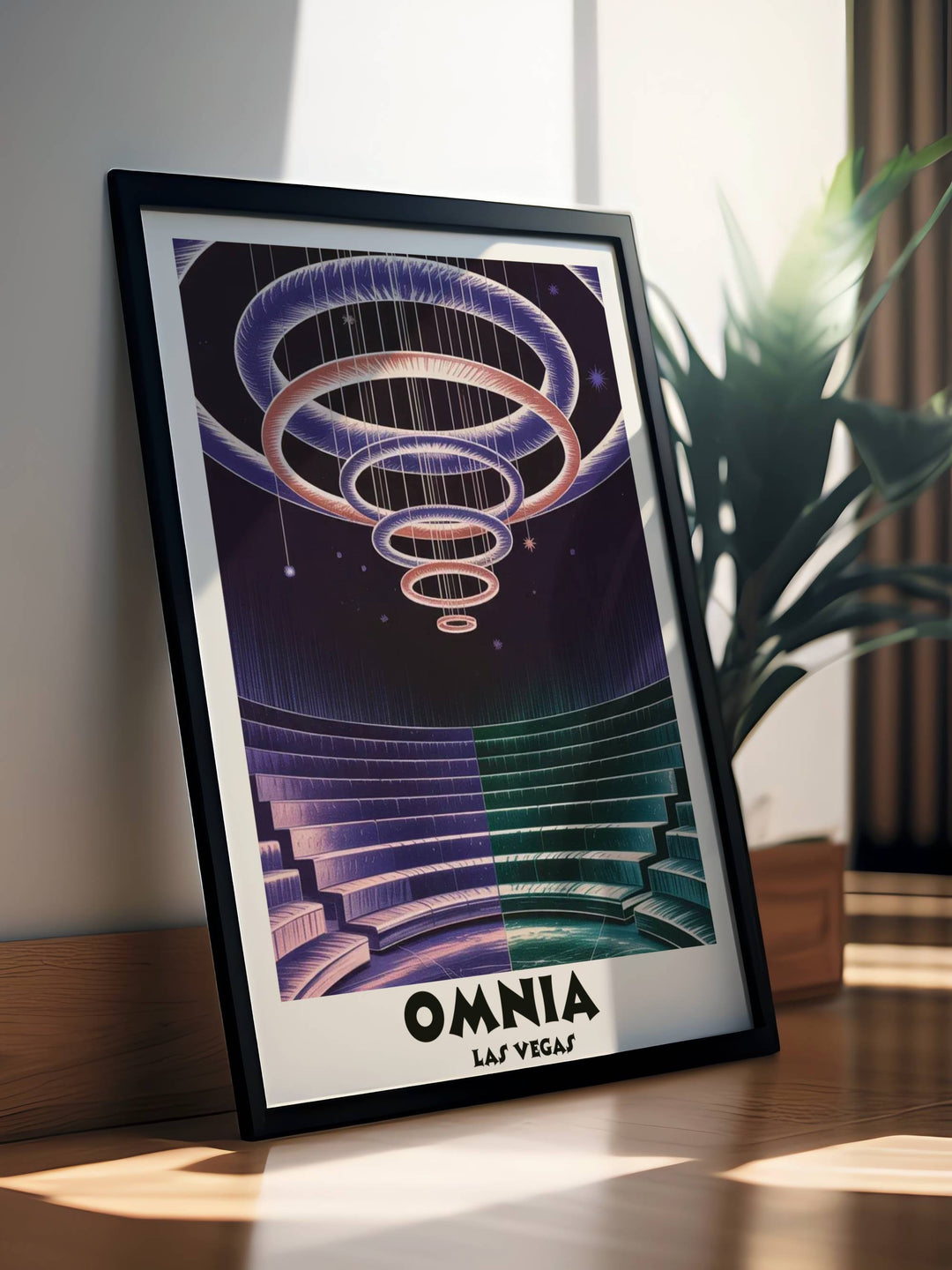 Museum-grade satin-matte art print of the Omnia Las Vegas chandelier. A tactile, textured piece for modern home studios and music lovers.