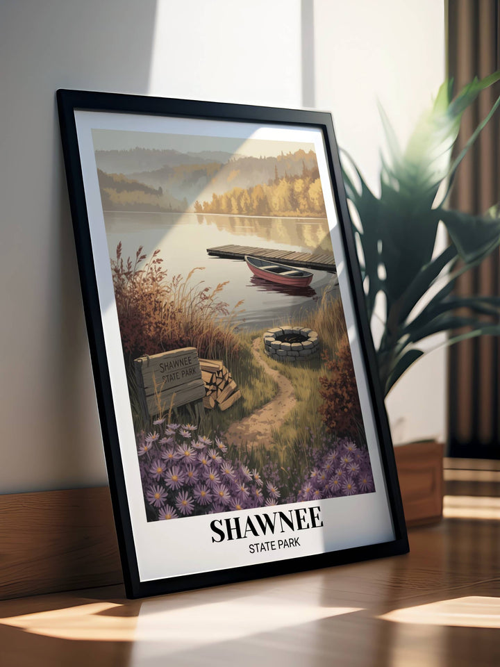 Ohio travel gift featuring a detailed illustration of Shawnee State Park&
