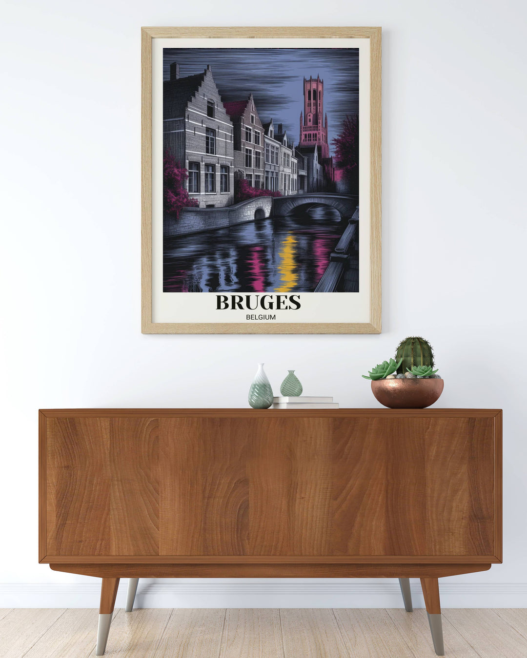 Detailed etched illustration of Bruges&