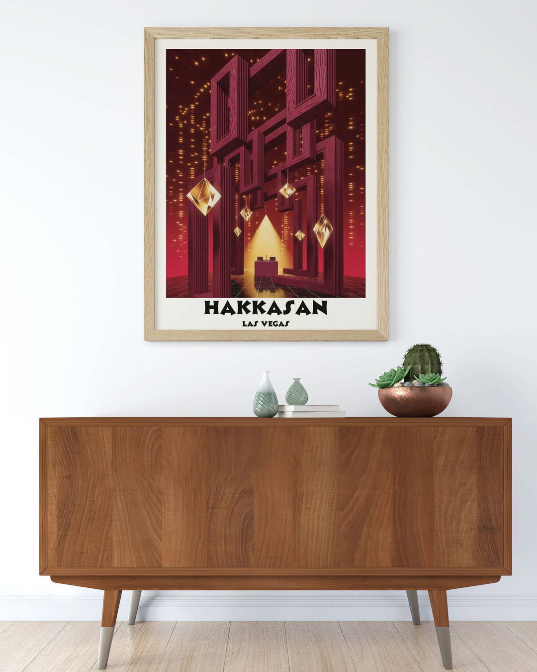 Elevate your space with the Hakkasan Las Vegas Obsidian Constellation print from Map Your Dreams. Features deep wood textures and celestial golden stardust for a premium finish.