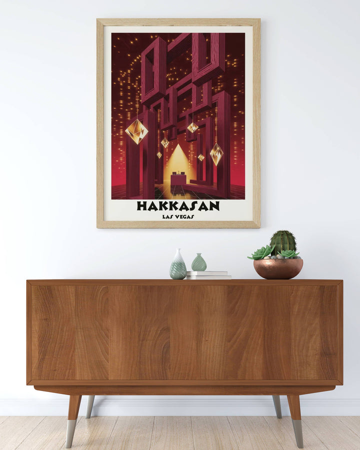 Elevate your space with the Hakkasan Las Vegas Obsidian Constellation print from Map Your Dreams. Features deep wood textures and celestial golden stardust for a premium finish.