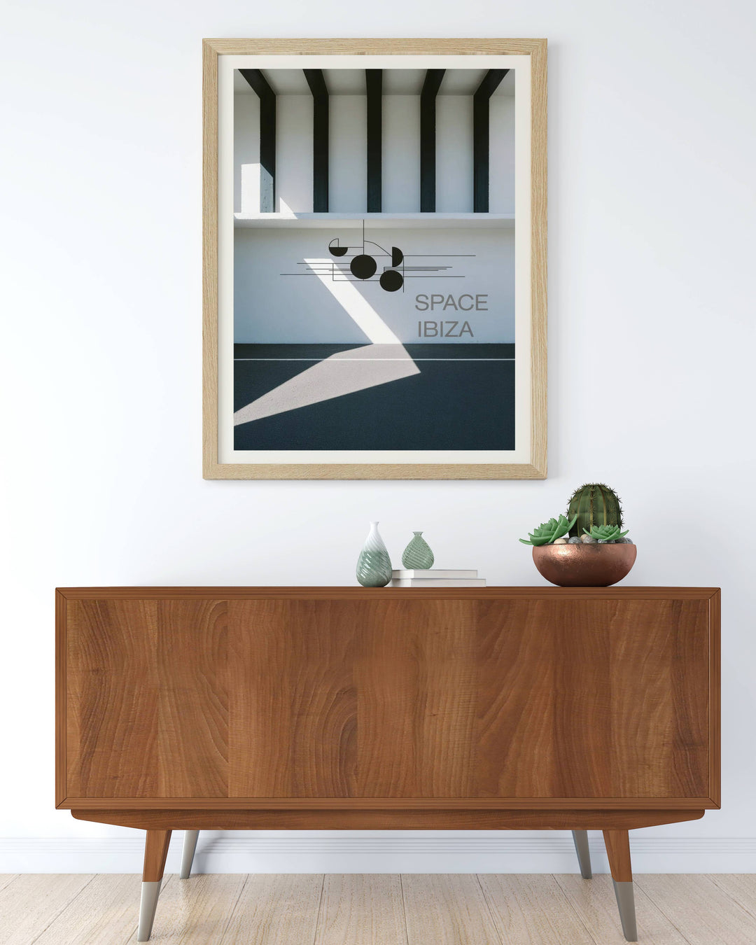 Experience the intersection of techno and design with this Map Your Dreams exclusive: a Space Ibiza architectural poster with a clean gallery-style off-white border.
