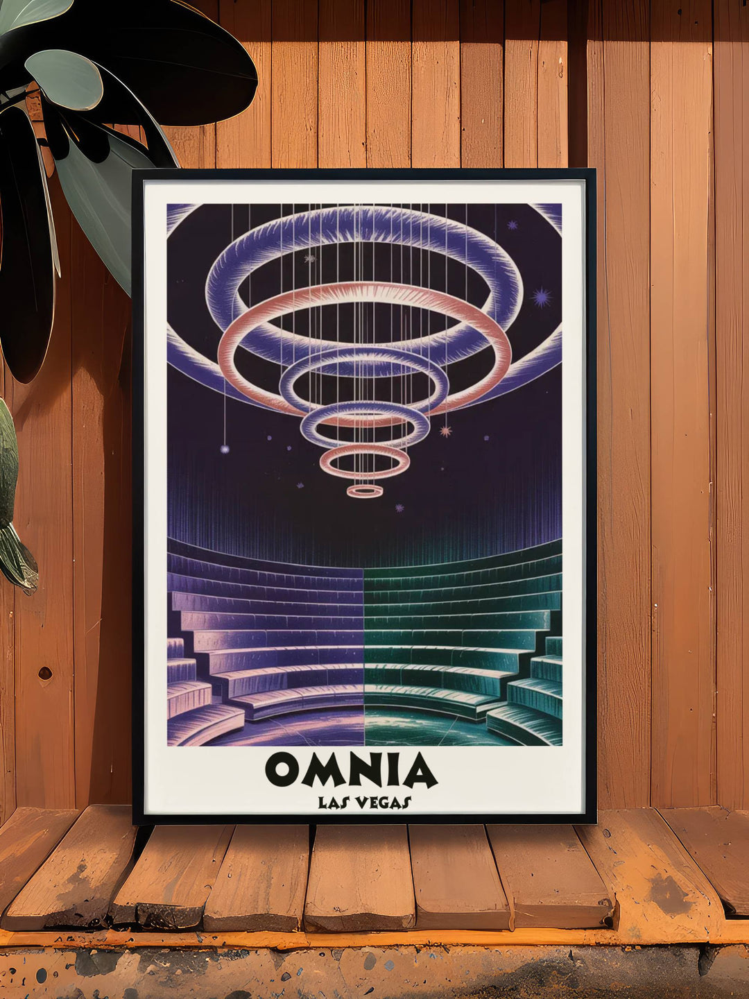 Elevate your space with this atmospheric Omnia Las Vegas print from the Dreamscape collection. Features rich jewel tones and a nostalgic Riso texture.