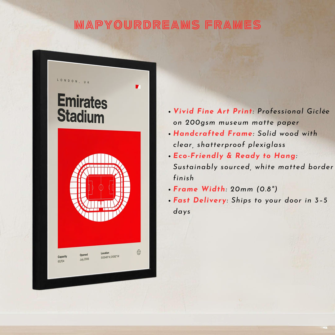 Graphic stadium blueprint poster showcasing the stadium layout of London&