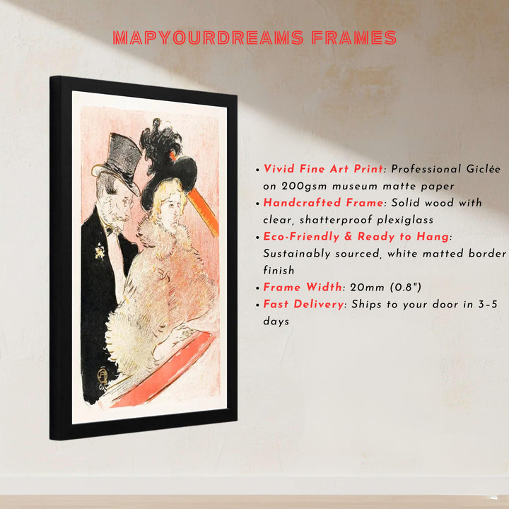 Antique Paris portrait poster of At The Concert (1896), Henri de Toulouse-Lautrec ideal for study or library wall decor, showing a concert in Paris, France. Explore ready-to-hang framed wall art, unframed paper prints, and gallery canvas decor available directly from MapYourDreams.