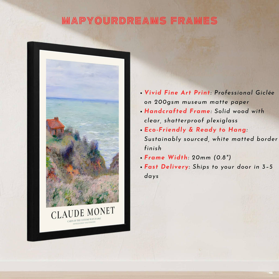 Surrounding central coastal depth with meticulous horizon water wash detail beneath elegant typography, this Cabin Of The Customs Watch 1882 poster is a masterclass in classical impressionism. Offered by MapYourDreams, this artwork can be ordered as an unframed paper print, a sophisticated framed wall hanging, or a gallery-quality canvas.
