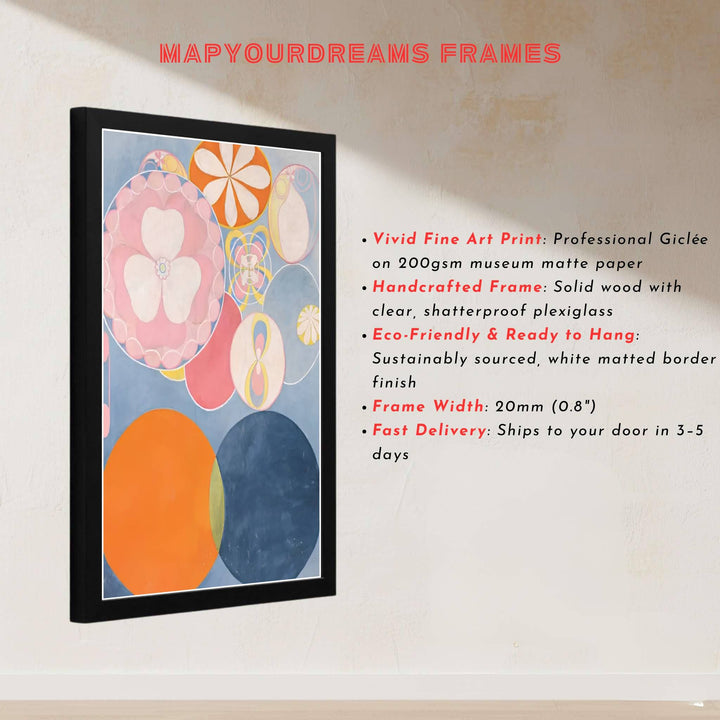 Surrounding central cosmic life stages with meticulous brushwork beneath Stockholm exhibition text, this The Ten Largest No 3 Youth 1907 art print by Hilma af Klint is a masterclass in texture. Offered by MapYourDreams, this artwork is available in flexible options including unframed paper, custom wooden frames, and gallery canvas wraps.