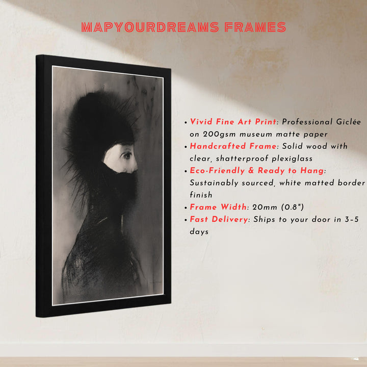 Striking Symbolist profile artwork of Odilon Redon Armor 1891 preserved in The Metropolitan Museum of Art in New York for modern home interiors. MapYourDreams presents quality framed pieces, unframed paper options, and stretched canvas formats designed for cozy home library wall decor.