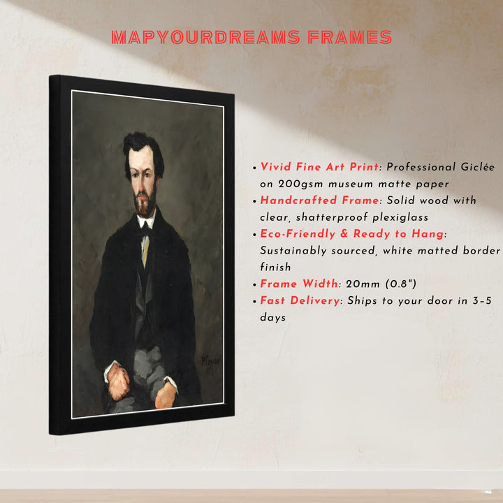 French Post-Impressionist portrait print of Paul Cezanne Antony Valabregue 1866 featuring a formal coat in Aix-en-Provence France. Explore ready-to-hang framed wall art, unframed paper prints, and gallery canvas decor available directly from MapYourDreams store.