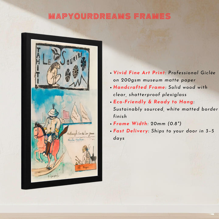 Master printmaker art print of Paul Gauguin Caricatures Governor Gallet 1900 displaying hand-colored washes in Papeete, Tahiti, French Polynesia. MapYourDreams presents quality framed wall art, unframed poster options, and stretched canvas formats for curated interior design spaces.