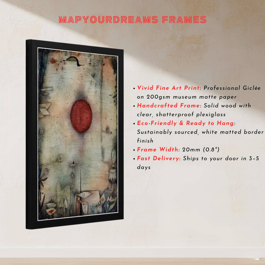 This magnificent reproduction of the Paul Klee painting reflecting Ad Marginem 1930 celebrates the balanced arrangement of cosmic and botanical facets against an atmospheric backdrop. MapYourDreams makes it easy to style your home by offering this artwork in flexible formats, including unframed prints, elegant custom frames, and professional canvas wraps.