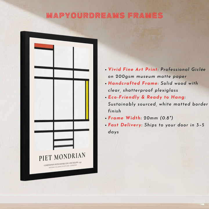 Transcending conventional decorative art, this ethereal 1932 Piet Mondrian museum artwork merges mathematical precision with profound spiritual design subtlety. MapYourDreams presents this wall decor with versatile finishing choices, enabling patrons to select traditional unframed prints, custom frames, or gallery-wrapped canvases for their interior design projects.