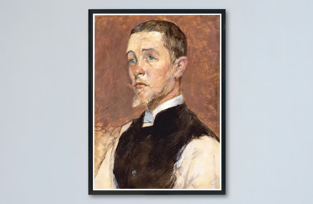 Historic French impressionist portrait canvas print of René Grenier featuring visible brushstrokes, created in Paris, France. Buy high-definition framed, unframed, and canvas poster prints directly from MapYourDreams.