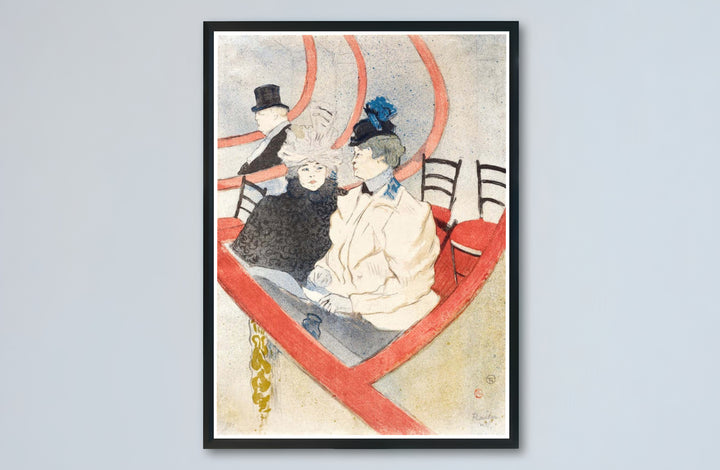 Historic French impressionist canvas print of Box In The Grand Tier (1897), Henri de Toulouse-Lautrec with fluid line work from Paris, France. Buy high-definition framed prints, unframed paper wall decor, and gallery canvas options directly from MapYourDreams for styling.