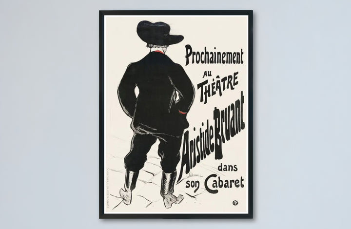 European post-impressionist print of Bruant Au Mirliton (1894), Henri de Toulouse-Lautrec portraying bohemian Montmartre culture in Paris, France. MapYourDreams presents quality framed wall art, unframed print options, and stretched canvas choices for curated gallery displays.