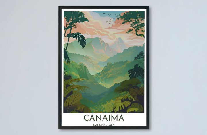 Architectural valley and rainforest landscape print showing the vast scale of Canaima&