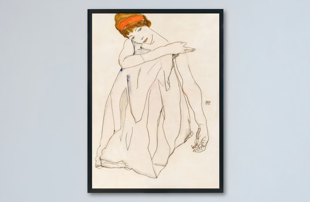 Historic Viennese Secession fine art study of Egon Schiele Dancer Tanzerin 1913 in Albertina Museum Vienna with distinct pencil line work. Explore ready-to-hang framed wall art, unframed paper poster prints, and gallery canvas decor available directly from MapYourDreams online store today.