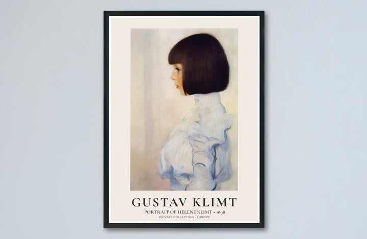 Master Austrian portrait poster of Gustav Klimt Portrait Of Helene Klimt 1898 displaying soft lighting techniques from a Private Collection in Europe. MapYourDreams presents quality framed wall art, unframed poster options, and stretched canvas formats for refined home wall styling.