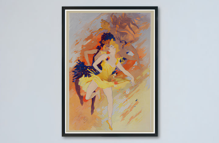 Belle Époque dancer portrait canvas print displaying La Danse artwork by artist Jules Chéret set in Paris France. Buy high-definition framed, unframed, and canvas poster prints directly from MapYourDreams.