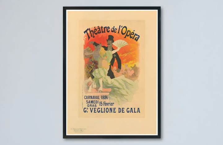 Belle Époque masked couple portrait canvas print displaying Théâtre de l&
