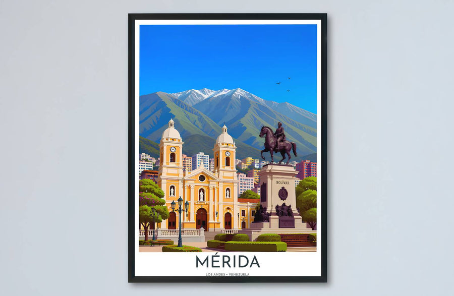 Architectural plaza and natural mountain landscape print showing the unique harmony between colonial history and alpine nature. Designed by MapYourDreams to suit modern interiors, this piece comes in versatile choices like unframed paper, solid wood frames, and gallery canvas formats.