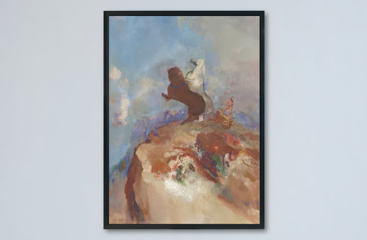 Classic museum celestial wall decor poster of Odilon Redon Apollo In His Chariot 1905 at Rijksmuseum Amsterdam featuring radiant light contrasts. Buy high-definition framed prints, unframed paper posters, and gallery canvas choices directly from MapYourDreams to complete your home.