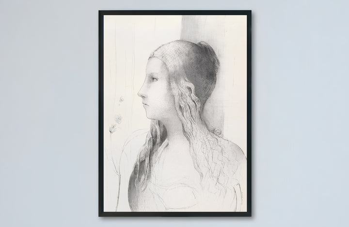 Detailed profile study of Brünnhilde from 1894 by renowned Symbolist printmaker Odilon Redon. Decorate your interior wall space with your choice of unframed fine art prints, handcrafted framing options, or wrapped gallery canvas formats.