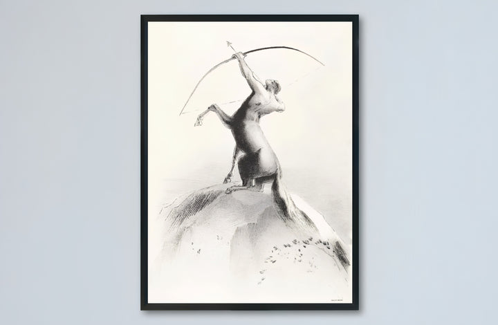 Detailed mythological study from 1895 by renowned Symbolist printmaker Odilon Redon titled Centaur Aiming At The Clouds. Decorate your interior wall space with your choice of unframed fine art prints, handcrafted framing options, or wrapped gallery canvas formats.