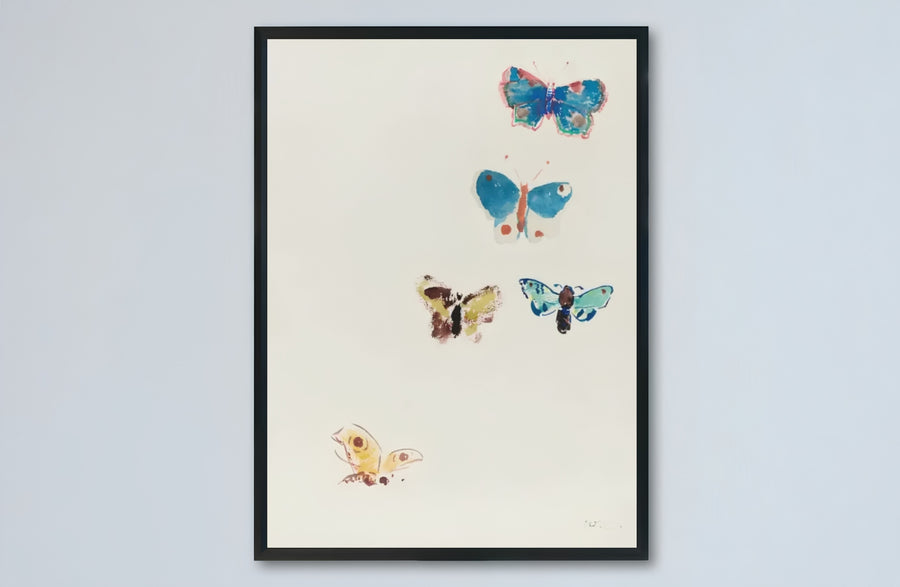 Detailed insect and botanical watercolor study from 1910 by renowned Symbolist artist Odilon Redon titled Five Butterflies. Decorate your interior wall space with your choice of unframed fine art prints, handcrafted framing options, or wrapped gallery canvas formats.