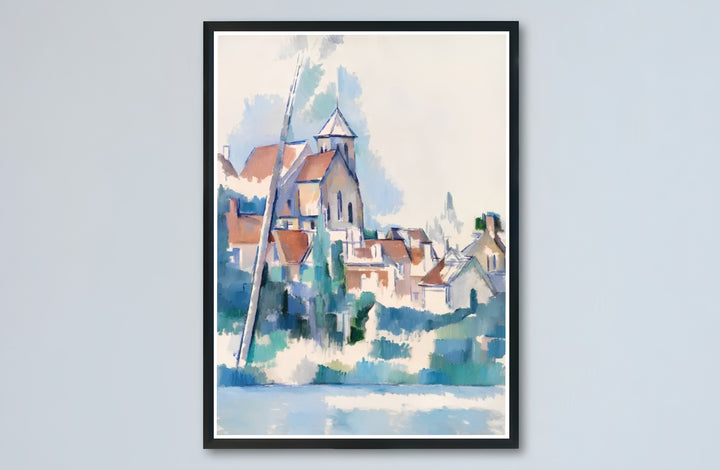 Historic French village fine art print of Paul Cezanne Church At Montigny Sur Loing 1898 set along the scenic Loing River in France. Buy high-definition framed prints, unframed paper wall decor, and gallery canvas choices directly from MapYourDreams for artistic setups.