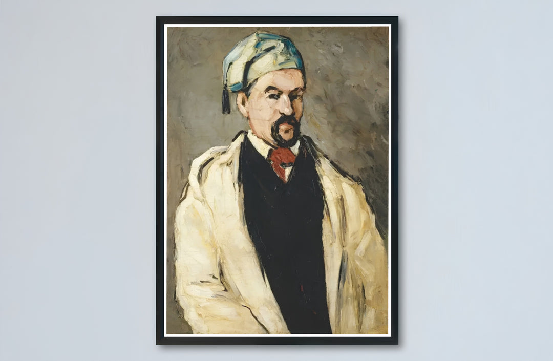 Historic French oil fine art print of Paul Cezanne The Artists Uncle Dominique 1866 produced in the family studio at Aix-en-Provence France. Buy high-definition framed prints, unframed paper wall decor, and gallery canvas choices directly from MapYourDreams for artistic setups.