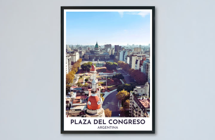 Featuring tree-lined avenues, historic buildings, and the national landmark palace, this Plaza del Congreso wall art creates a striking focal point, available from MapYourDreams in versatile options ranging from unframed paper to custom wooden frames and canvas wraps.