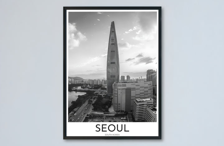 Architectural photography art print capturing the soaring silhouette of Seoul South Korea&